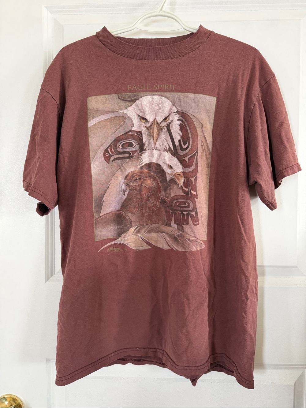Vintage 90s Tultex Eagle Spirit Graphic T-Shirt 100% Cotton Size L